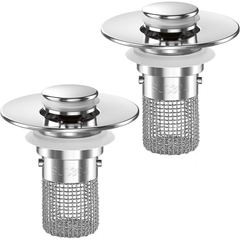 Bathroom Sink Drain Strainer (2PCS), Pop-up Sink Drain Strainer with Removable Stainless Steel Strainer Basket Hair Catcher, Bathroom Sink Strainer for Bathroom Sink Stopper Replacement.