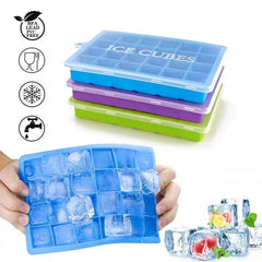 Ice Cube Tray, 3 Pack Silicone Ice Cube Molds, Ice Cube Trays, Silicone Ice Trays, Easier to Release, BPA Free for Alcohol/Coffee/Beverages (Blue, Green, Purple;)