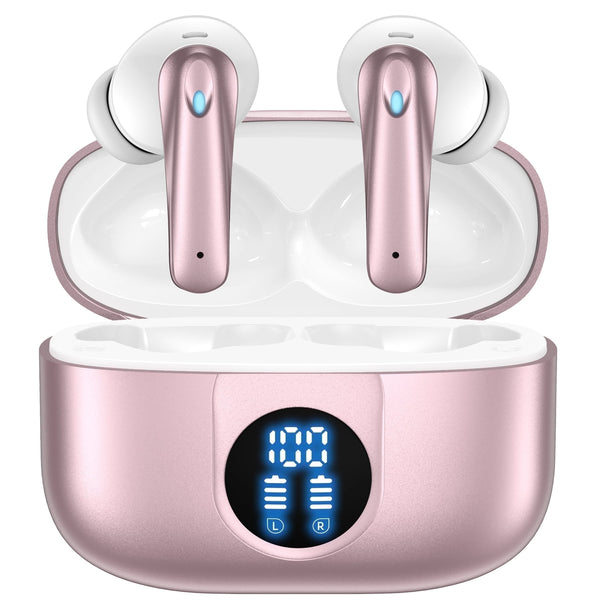 VEAT00L P91 Wireless Earbuds, Bluetooth Headphones V5.4 Stereo Ear buds with Noise Cancelling Mics, 60H Playback Mini Case with Dual LED Display, IP7 Waterproof in-Ear Earphones for Android iOS